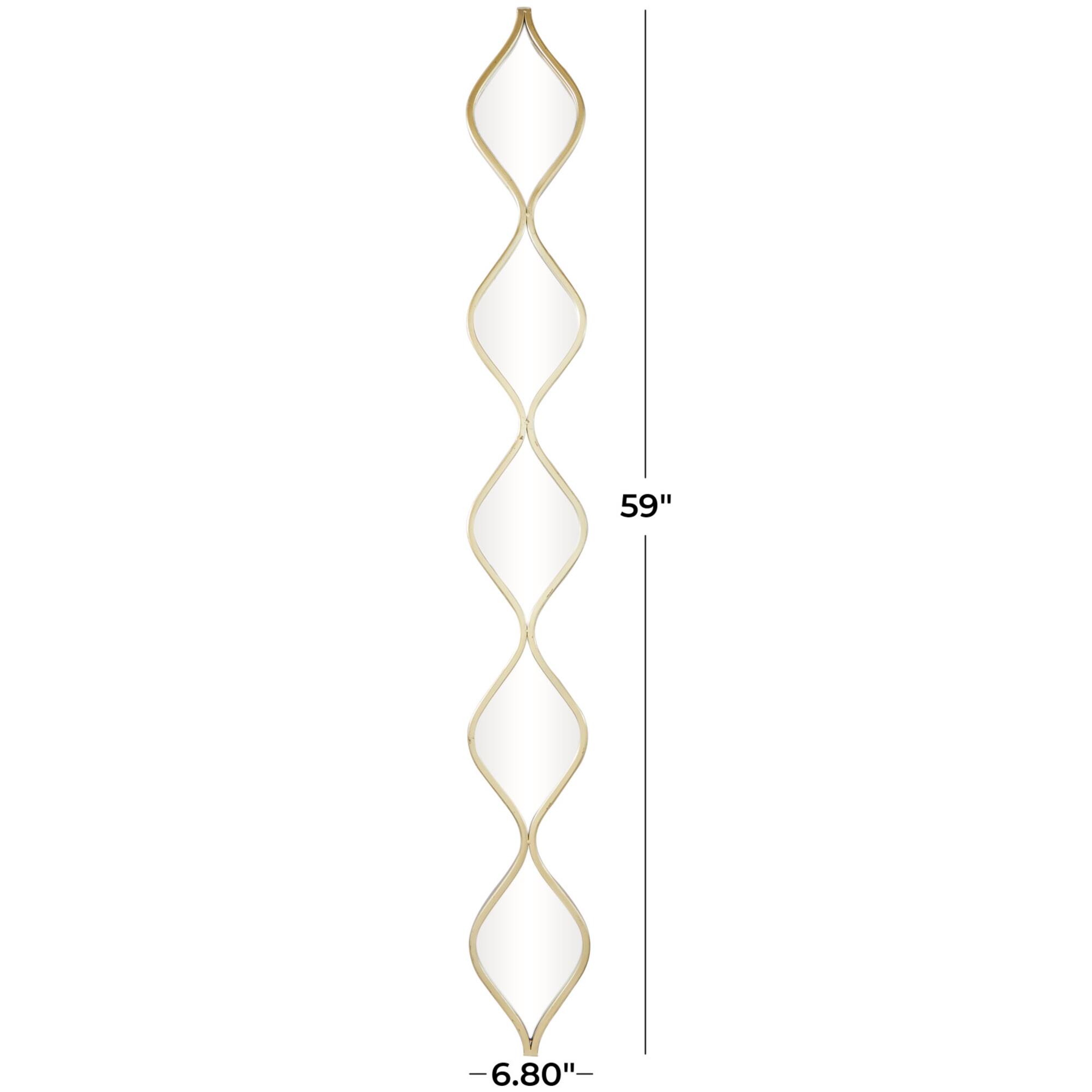 Gold Metal Slim Stacked Chain 5 Layer Wall Mirror with Tear Drop Pattern 7" x 1" x 59"